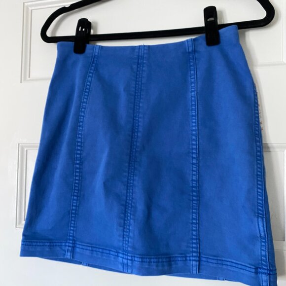 Free People Blue Denim Bodycon Mini Skirt - Picture 2 of 6